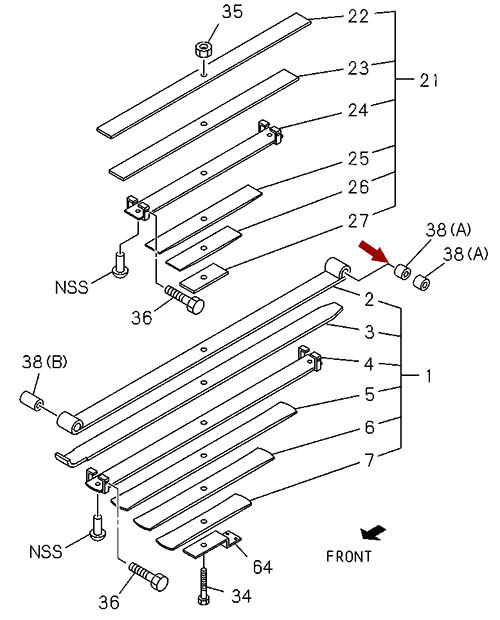 На схеме изображен сайлентблок передней рессоры Isuzu NQR75/NPR75 (половинка), 16 мм, 8941185881