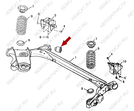 На схеме изображен сайлентблок задней балки Brilliance V5, 3434003