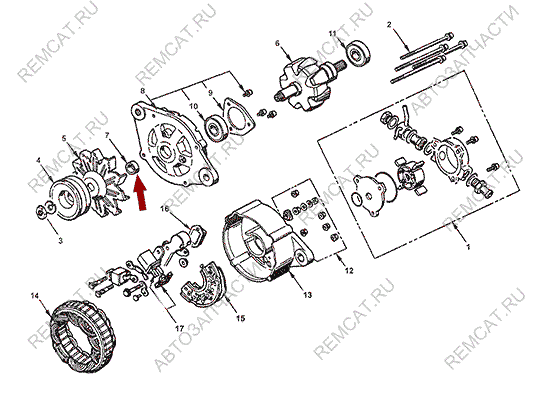 На схеме изображен сальник генератора JMC 1043 – передний, 3701901BB