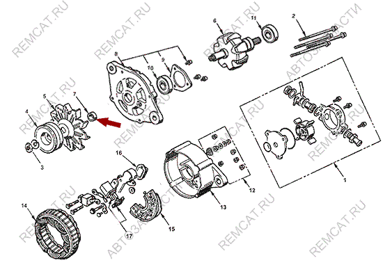 На схеме изображен сальник генератора JMC 1052 – передний, 3701901BB