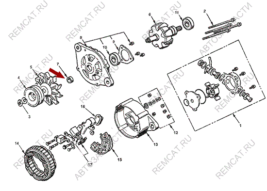 На схеме изображен сальник генератора Landwind X6 – передний, 3701901BL