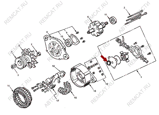 На схеме изображен сальник генератора Landwind X6 - задний, 3701902LL