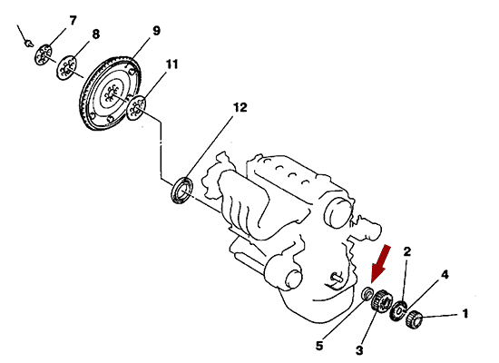 На схеме изображен сальник коленвала Brilliance M2 - передний, DAMD372249