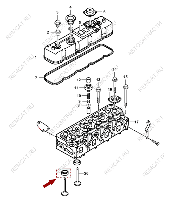 На схеме изображено cедло впускного клапана Landwind X6, 1003102SZ