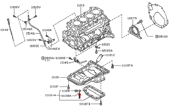 На схеме изображена шайба уплотнительная сливного болта поддона Ниссан Кабстар (Nissan Cabstar), 1102661000