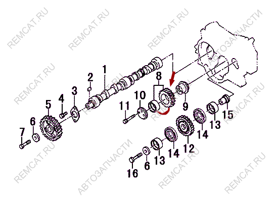 На схеме изображена шестерня ГРМ JMC 1032 - промежуточная, №1, 1002250SC