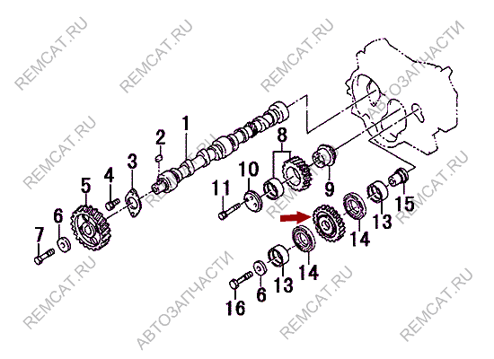 На схеме изображена шестерня ГРМ JMC 1052 - промежуточная, №2, 1002301SC