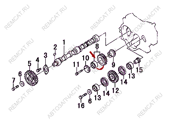 На схеме изображена шестерня ГРМ JMC 1052 - промежуточная, №1, 1002250SC