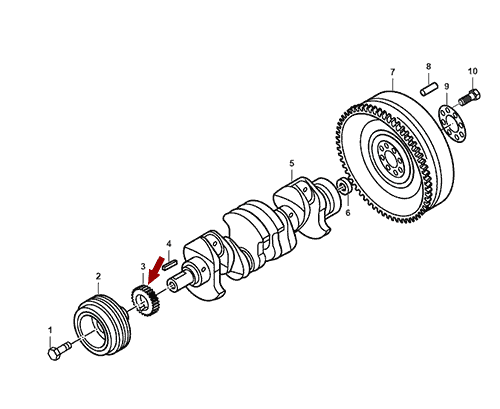 На схеме изображена шестерня коленвала JMC 1052, 1005012SC