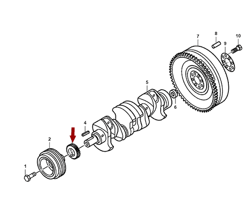 На схеме изображена шестерня коленвала Landwind X6, 1005012SC