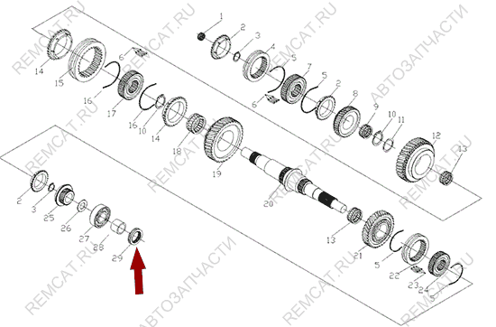 На схеме изображена шестерня привода спидометра Foton 1039/1049C - ведущая, N170136201А