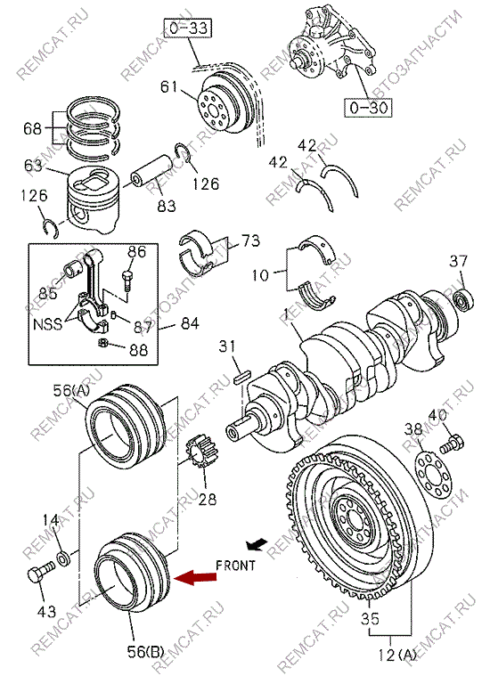 На схеме изображен шкив коленвала ISUZU NKR55, 8972299000