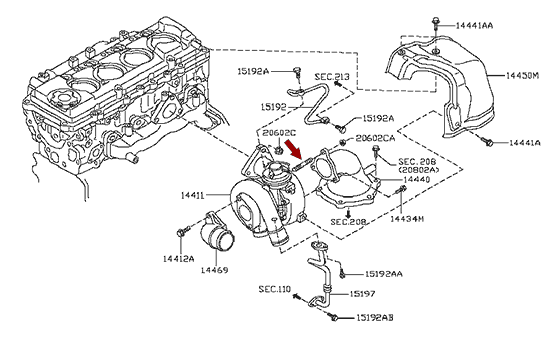 На схеме изображена шпилька выпускного коллектора Ниссан Кабстар (Nissan Cabstar), 14064DB000