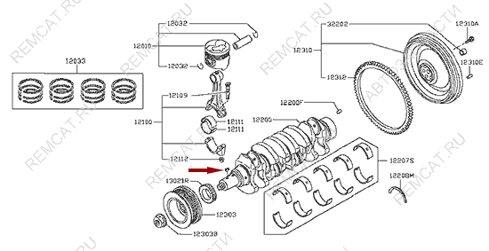 На схеме изображена шпонка коленвала Ниссан Кабстар (Nissan Cabstar), 1220576200