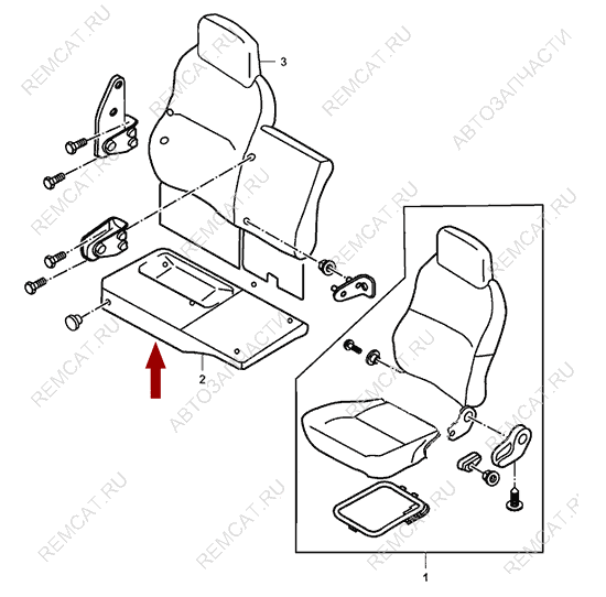 На схеме изображено сиденье пассажирское JMC 1051 (нижняя часть), 690300030