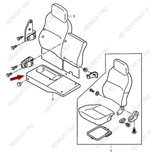 На схеме изображено сиденье пассажирское JMC 1052 (нижняя часть), 690300030