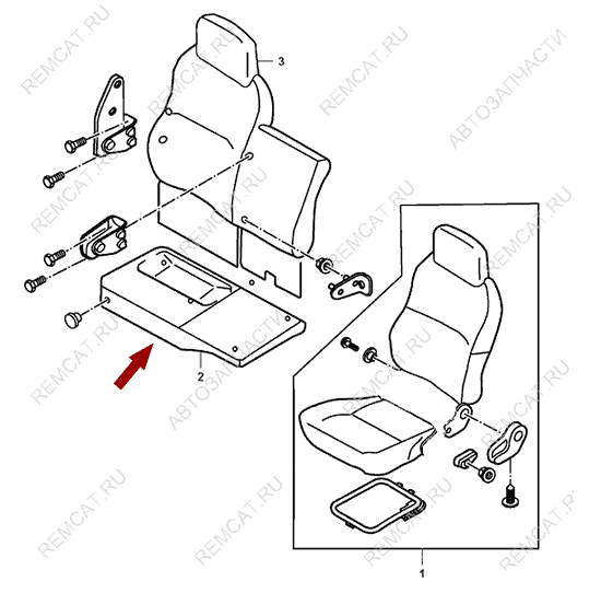 На схеме изображено сиденье пассажирское JMC 1032 (нижняя часть), 690300030