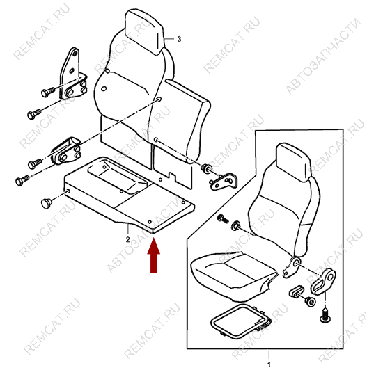 На схеме изображено сиденье пассажирское JMC 1043 (нижняя часть), 690300030