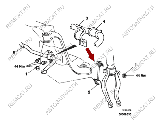 На схеме изображена стойка переднего стабилизатора Brilliance M1, M2, 3090604
