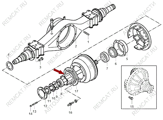 На схеме изображена ступица JMC 1051 - задняя, 3104102A1