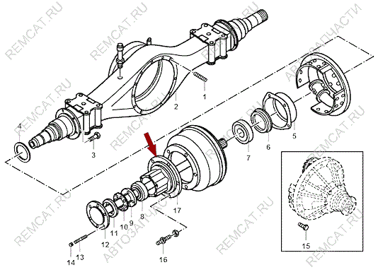 На схеме изображена ступица JMC 1052 - задняя, 3104102A1