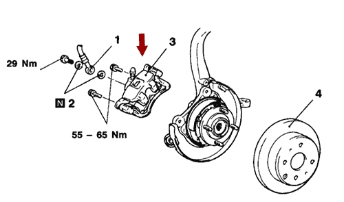 На схеме изображен суппорт тормозной Brilliance M2 – задний левый, 3018615