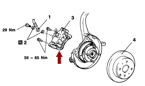 На схеме изображен суппорт тормозной Brilliance M2 – задний правый, 3018616