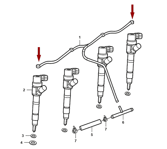 На схеме изображен тройник трубки обратки Г- образный JMC 1051 Евро 4, 1112250KIT