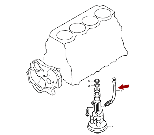 На схеме изображена трубка масляного насоса JMC 1032, 1018050BB