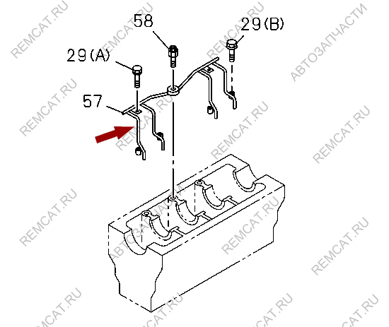 На схеме изображена трубка подачи масла охлаждения цилиндров ISUZU NKR55, 8944697091