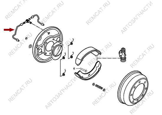 На схеме изображена трубка тормозная переднего тормозного цилиндра JMC 1043 (длинная) - левая, 3501115A1