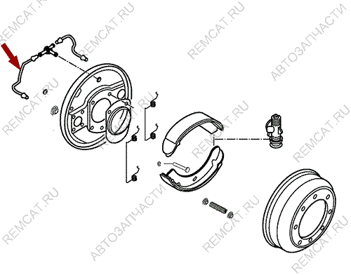 На схеме изображена трубка тормозная переднего тормозного цилиндра JMC 103 (длинная) - левая, 3501115A