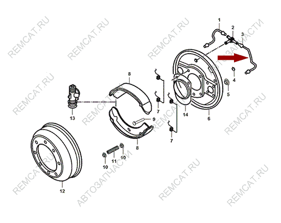 На схеме изображена трубка тормозная переднего тормозного цилиндра JMC 1032 (длинная) – правая, 3501215A