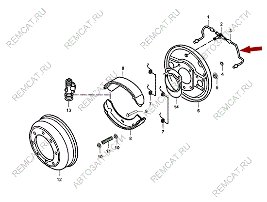 На схеме изображена трубка тормозная переднего тормозного цилиндра JMC 1043 (длинная) – правая, 3501215A1