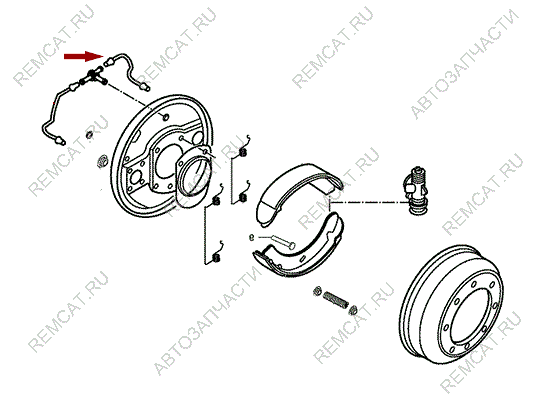 На схеме изображена трубка тормозная переднего тормозного цилиндра JMC 1032 (короткая) - левая, 3501110A