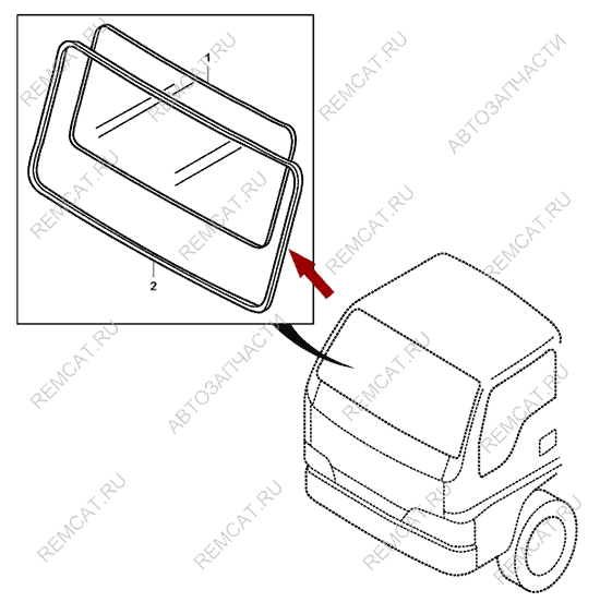 На схеме изображен уплотнитель лобового стекла JMC 1052, 520610230