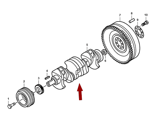 На схеме изображен вал коленчатый (коленвал) Landwind X6, 1005011BBA1