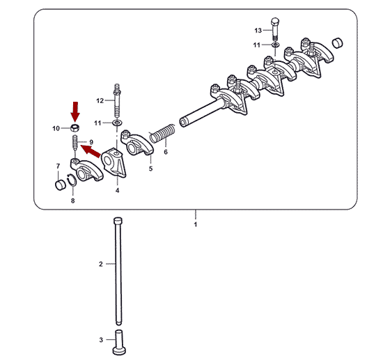 На схеме изображен винт регулировочный рокера оси коромысел JMC 1051, 1007107BB