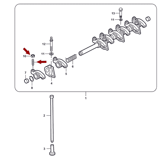 На схеме изображен винт регулировочный рокера оси коромысел Landwind X6, 1007107BL
