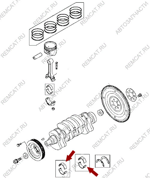 На схеме изображены вкладыши коренные Brilliance M2 - STD, DAMD1696351