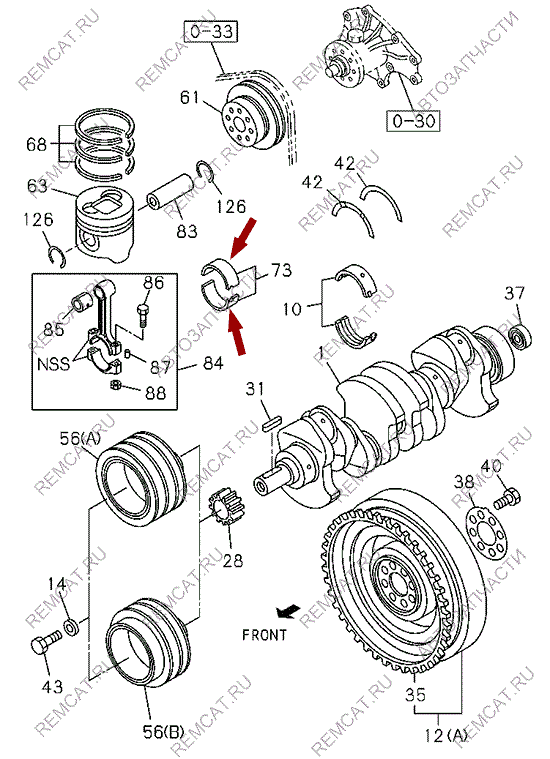 На схеме изображены вкладыши шатунные ISUZU NKR55 - STD, 8973582340