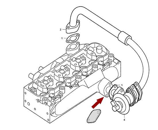 На схеме изображена заглушка клапана рециркуляции отработанных газов (EGR) JMC 1032, 1207110ABA
