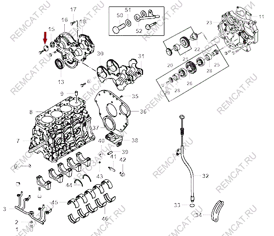 На схеме изображена заглушка крышки передней плиты двигателя JMC 1043, 1002403BB